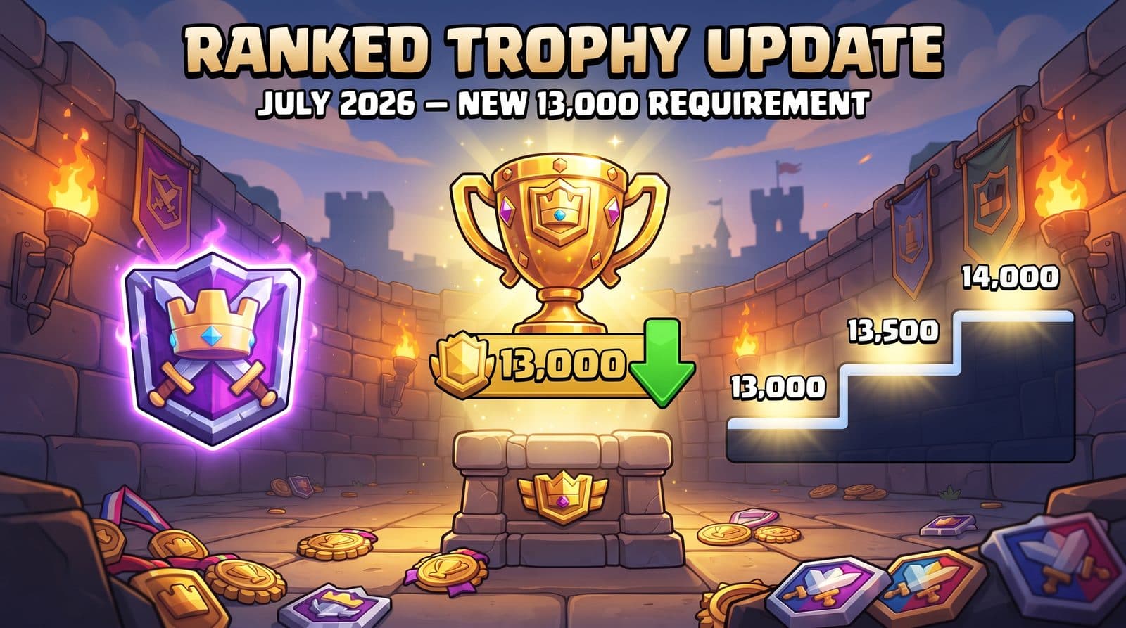 Clash Royale Ranked Trophy Requirement Update July 2026: 13,000 Trophies, Phased Schedule & What Changes